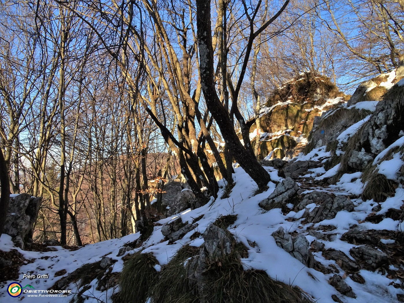 36 Sul sent. 537 per il Monte Poieto pestando neve e ghiaccetto .JPG